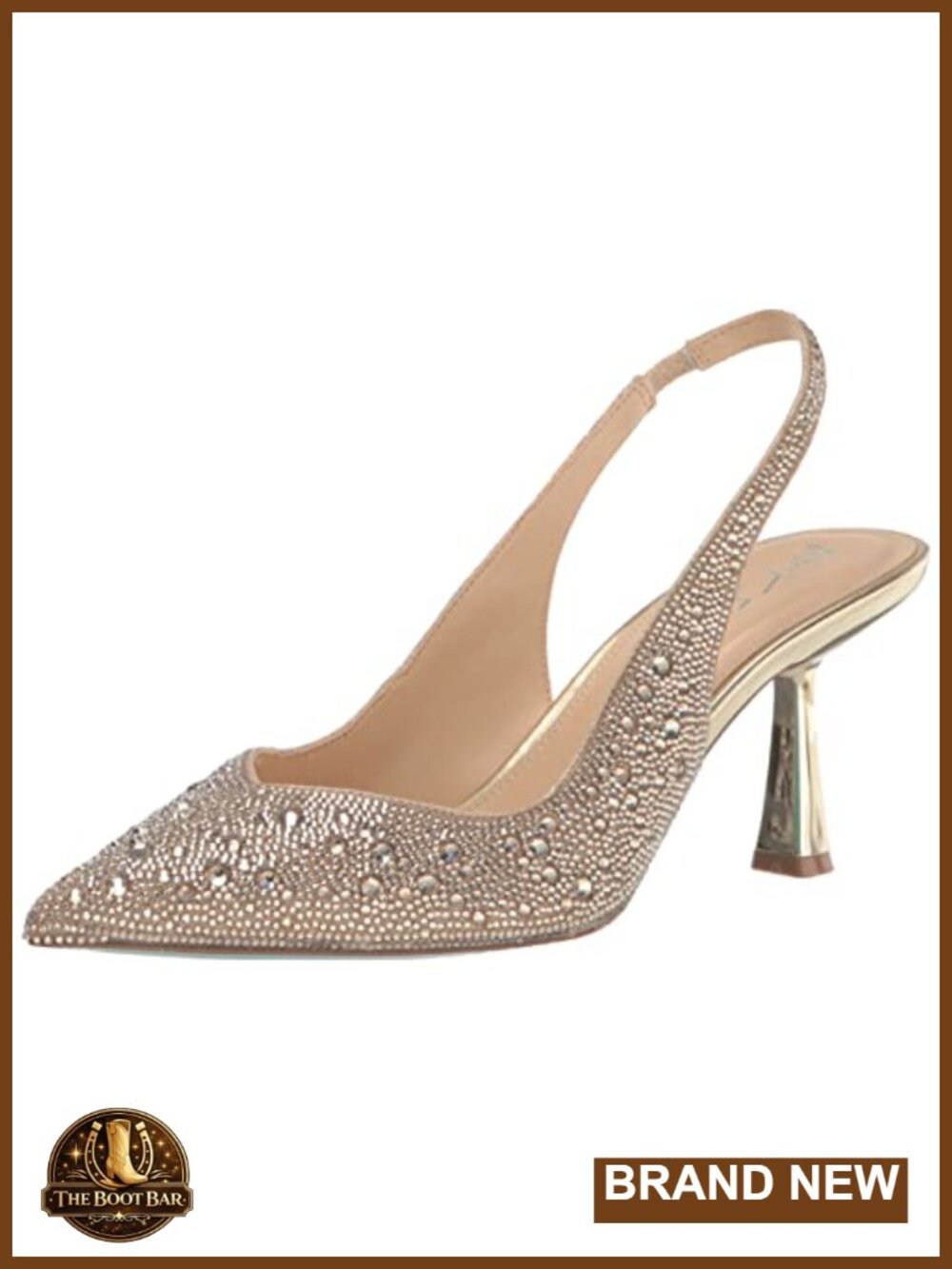 Rhinestone Pointed Toe Slingback Kitten Heel Pumps Formal Evening